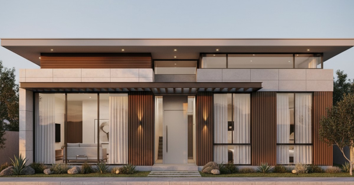 mẫu nhà cấp 4 hiện đại 5x20 3 phòng ngủ