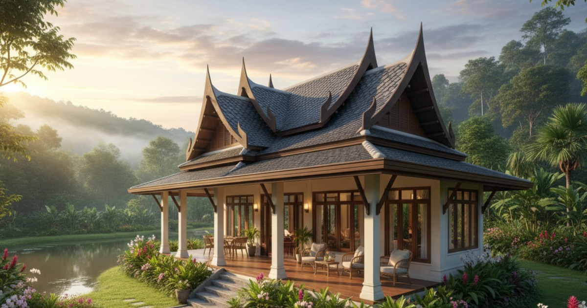 mẫu nhà vườn cấp 4 mái thái